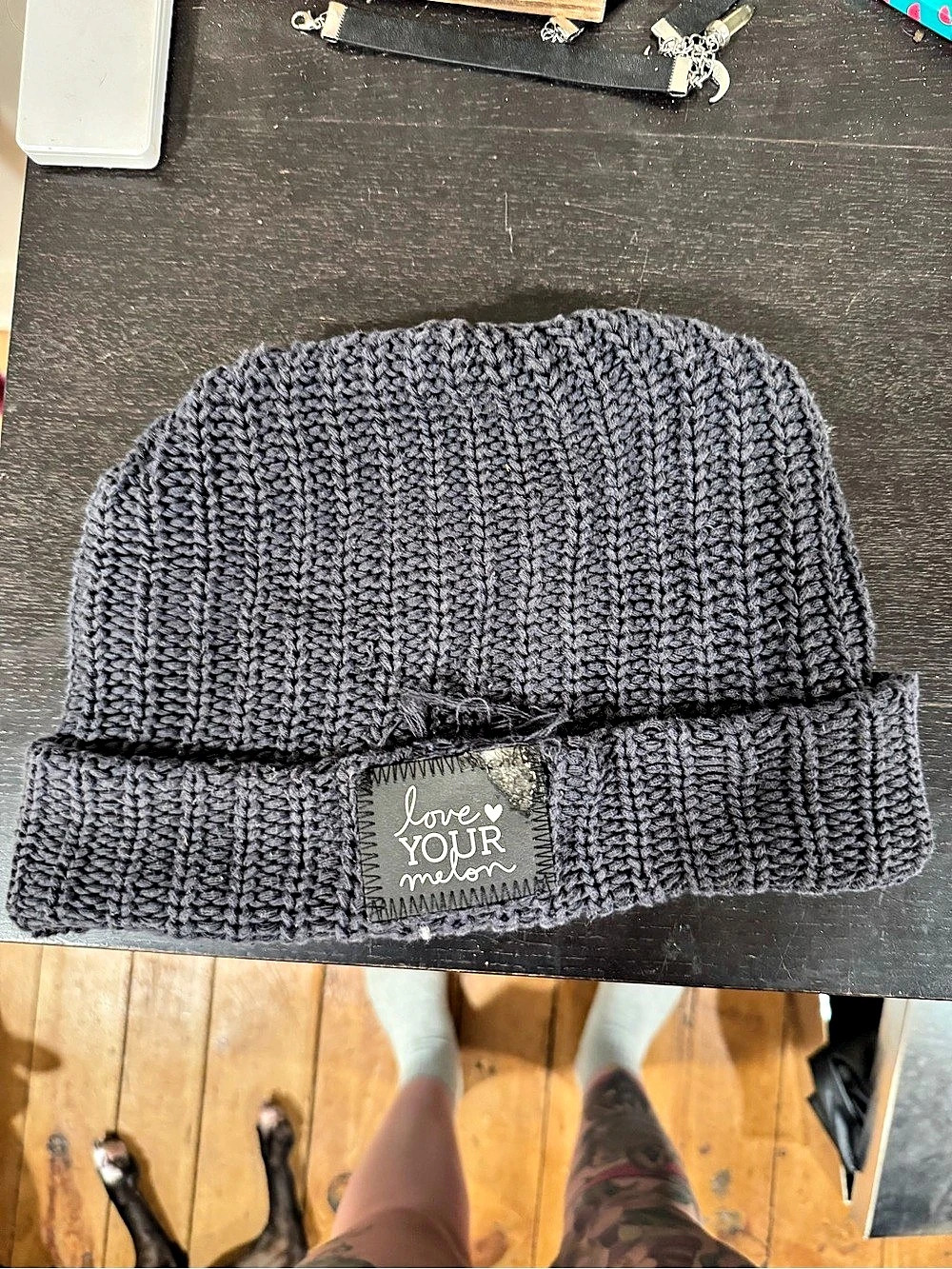 Love Your Melon Cuffed Beanie Gray Knit Beanie